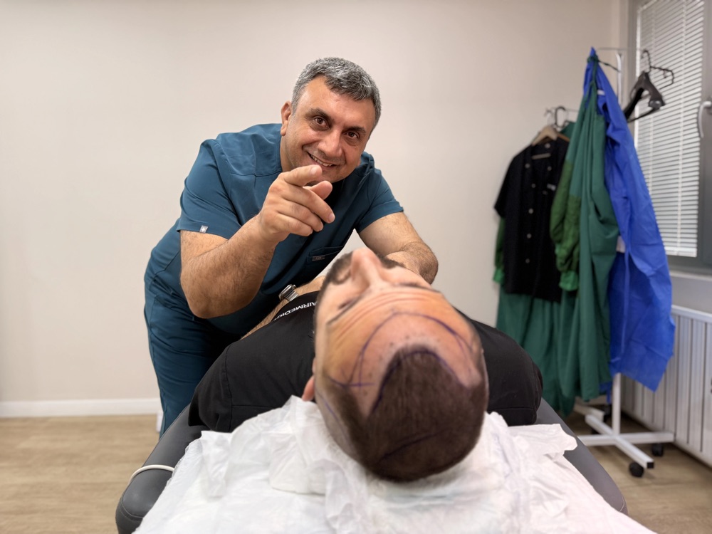 Dr. Arslan Musbeh with a Hairmedico patient before surgery